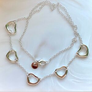 Sterling Silver Heart Link Necklace - Silver